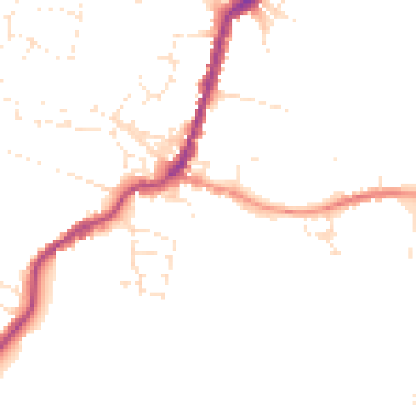 Daytime road noise heatmap for TA9 3BY