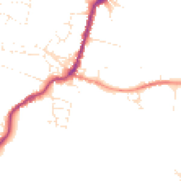 Daytime road noise heatmap for TA9 3BZ