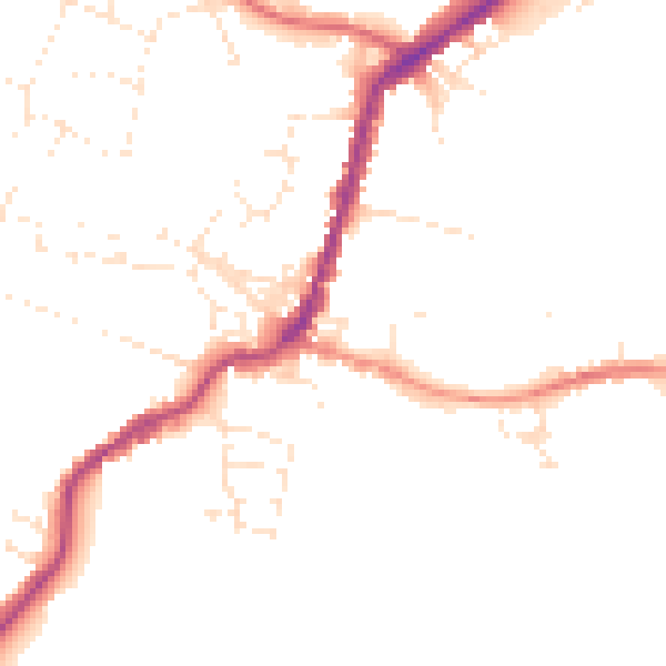 Daytime road noise heatmap for TA9 3DA