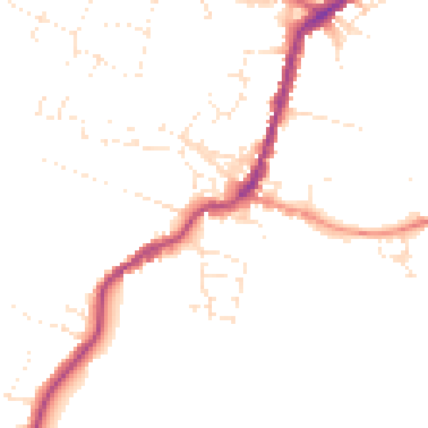 Daytime road noise heatmap for TA9 3DD
