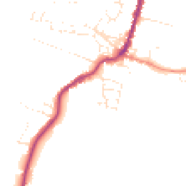 Daytime road noise heatmap for TA9 3DE