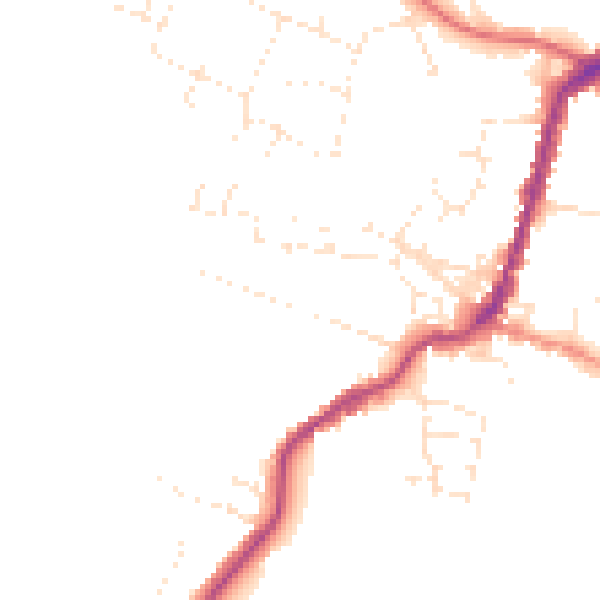 Daytime road noise heatmap for TA9 3DJ