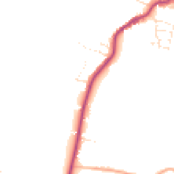 Daytime road noise heatmap for TA9 3DW