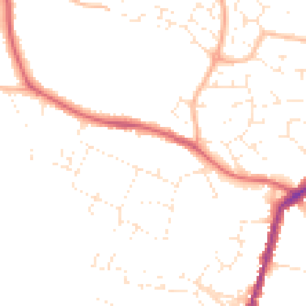 Daytime road noise heatmap for TA9 3EA
