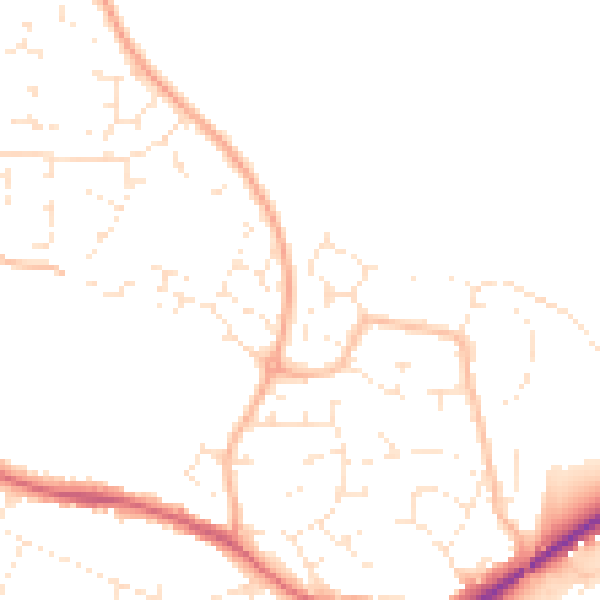 Daytime road noise heatmap for TA9 3FA