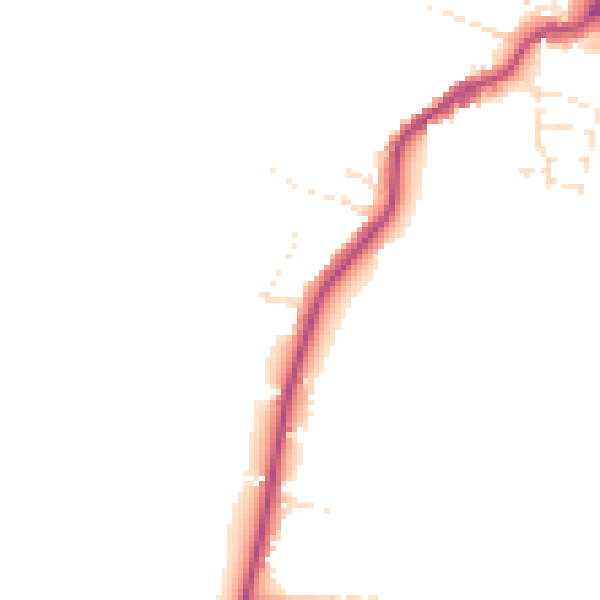 Daytime road noise heatmap for TA9 3FX