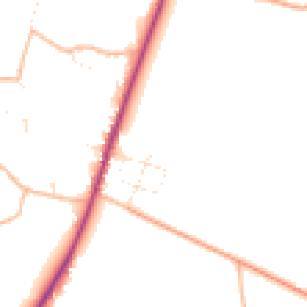 Daytime road noise heatmap for TA9 3GS