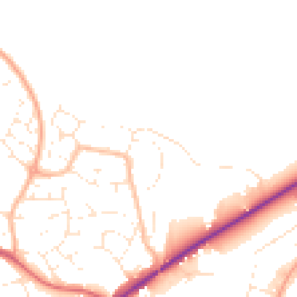 Daytime road noise heatmap for TA9 3LF