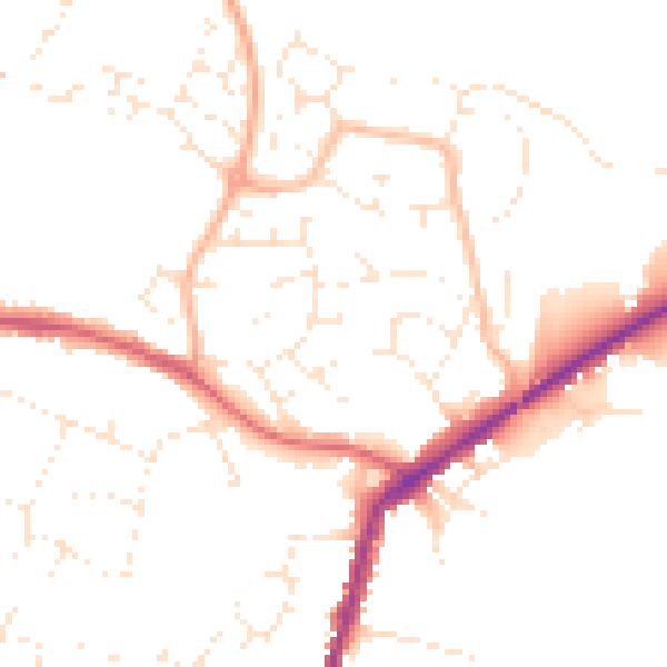 Daytime road noise heatmap for TA9 3LJ