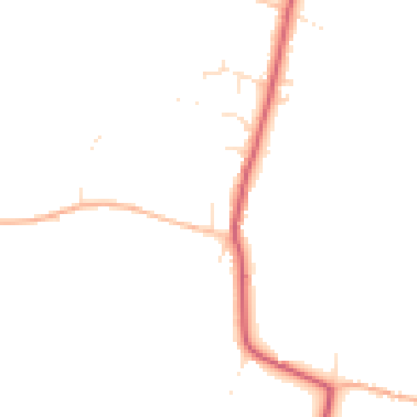 Daytime road noise heatmap for TA9 3NU