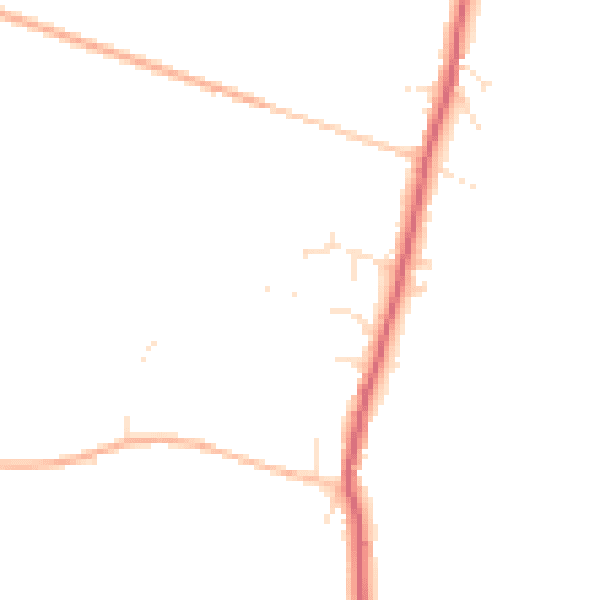Daytime road noise heatmap for TA9 3PJ