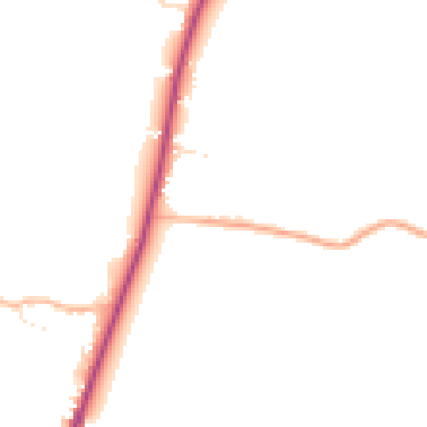 Daytime road noise heatmap for TA9 3QE