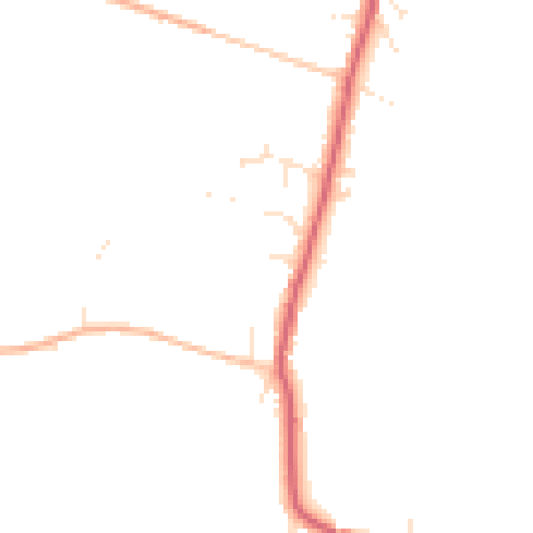 Daytime road noise heatmap for TA9 3QF