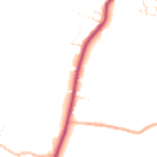 Daytime road noise heatmap for TA9 3QS