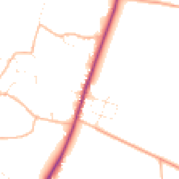 Daytime road noise heatmap for TA9 3QZ