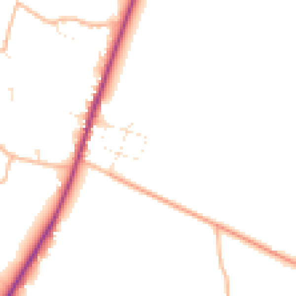 Daytime road noise heatmap for TA9 3RG