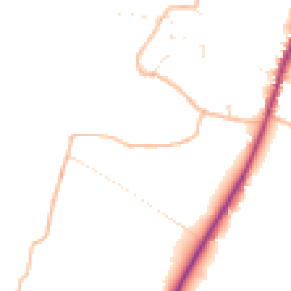 Daytime road noise heatmap for TA9 3RJ
