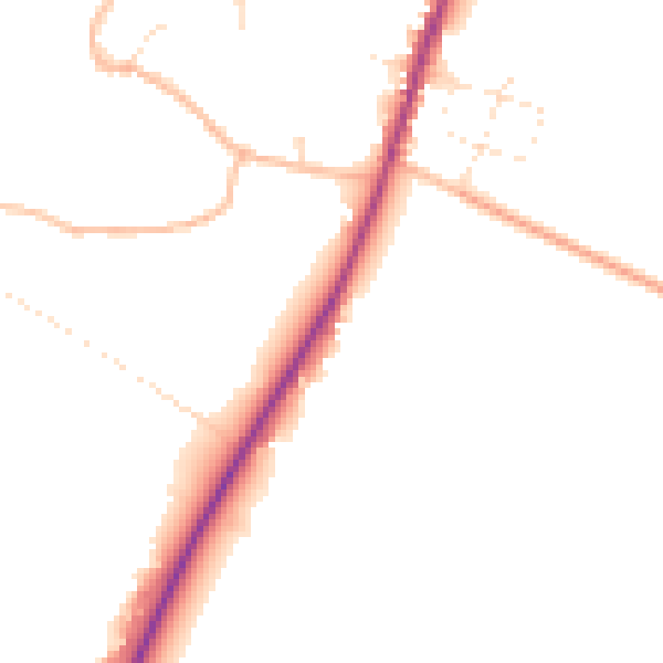 Daytime road noise heatmap for TA9 3RQ