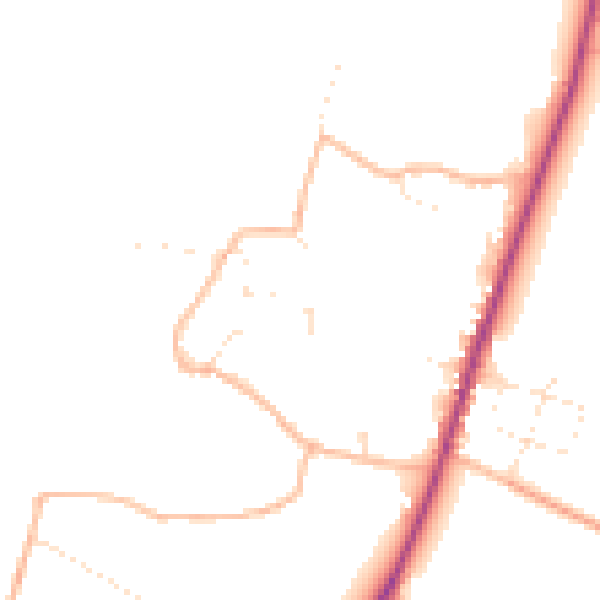 Daytime road noise heatmap for TA9 3RS