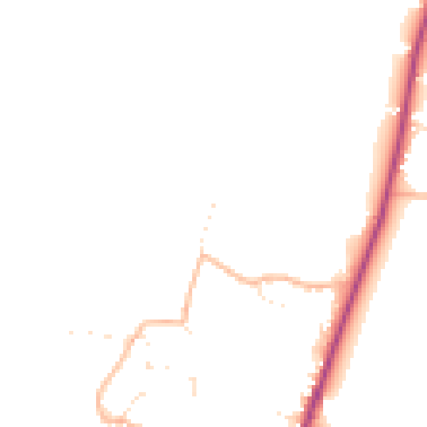 Daytime road noise heatmap for TA9 3RX