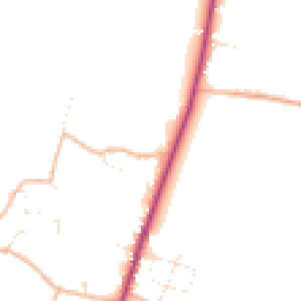Daytime road noise heatmap for TA9 3SA