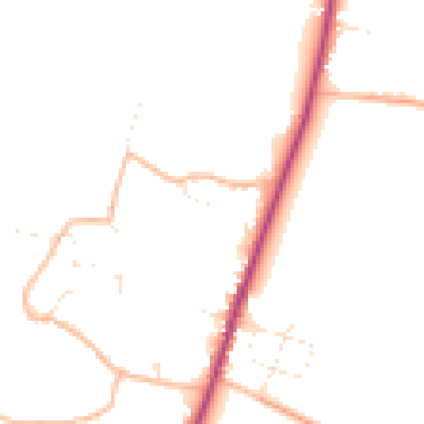Daytime road noise heatmap for TA9 3SB