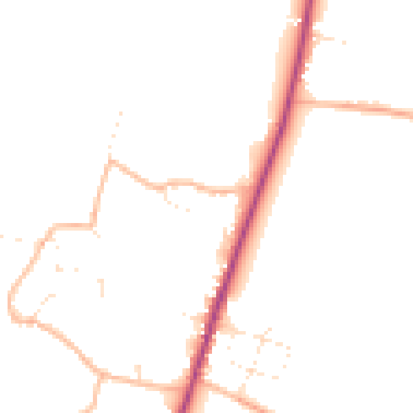 Daytime road noise heatmap for TA9 3SD