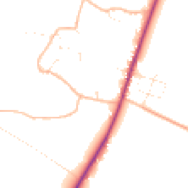 Daytime road noise heatmap for TA9 3SG