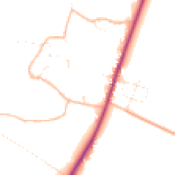 Daytime road noise heatmap for TA9 3SJ