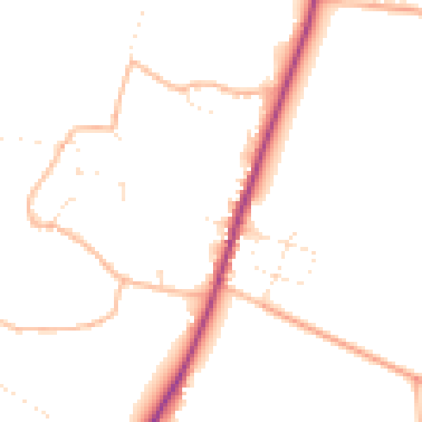 Daytime road noise heatmap for TA9 3SL