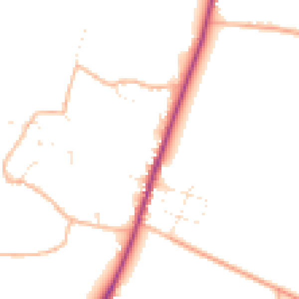 Daytime road noise heatmap for TA9 3SU