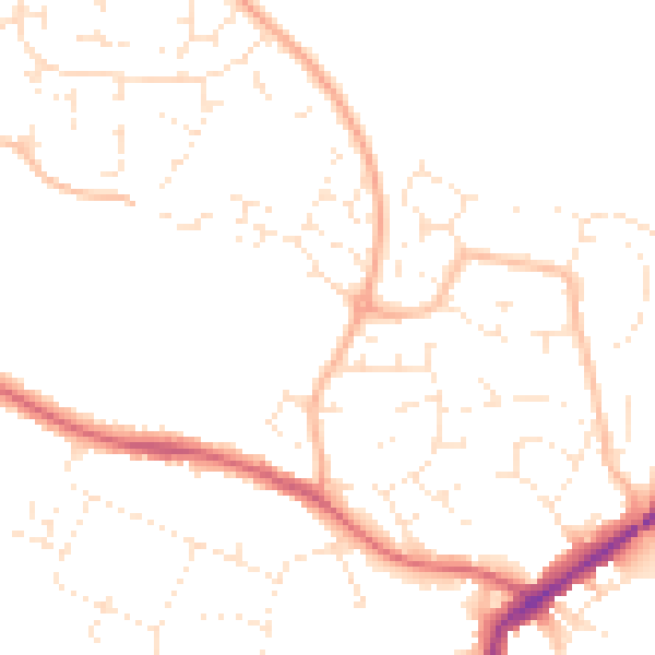 Daytime road noise heatmap for TA9 3YH