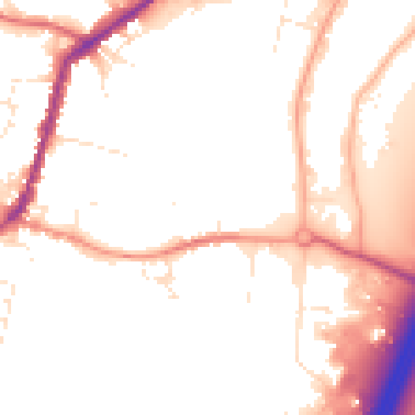 Daytime road noise heatmap for TA9 4AF