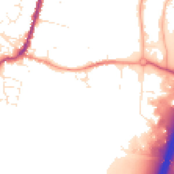 Daytime road noise heatmap for TA9 4AU