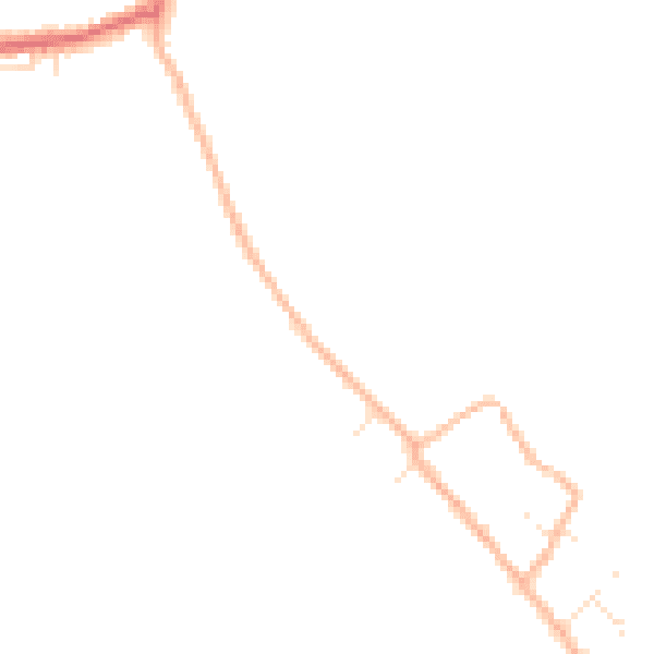 Daytime road noise heatmap for TA9 4BB