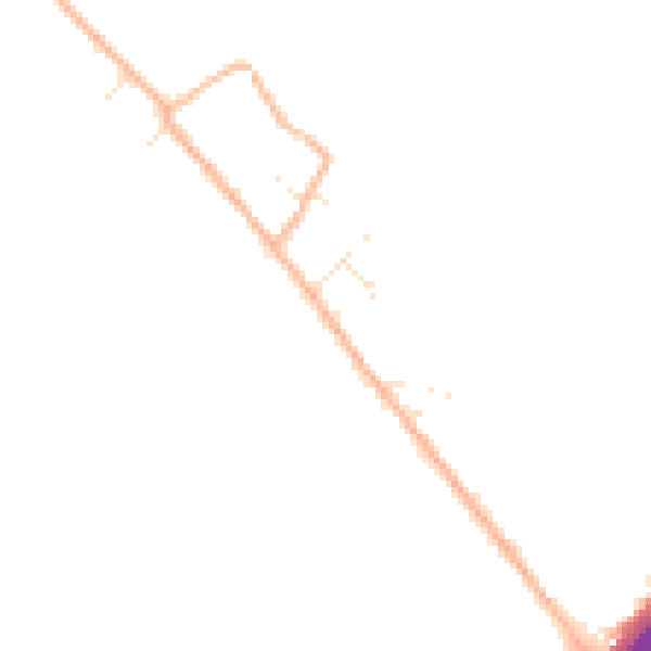 Daytime road noise heatmap for TA9 4DX
