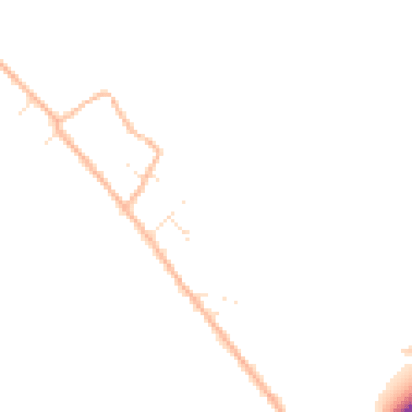 Daytime road noise heatmap for TA9 4ED