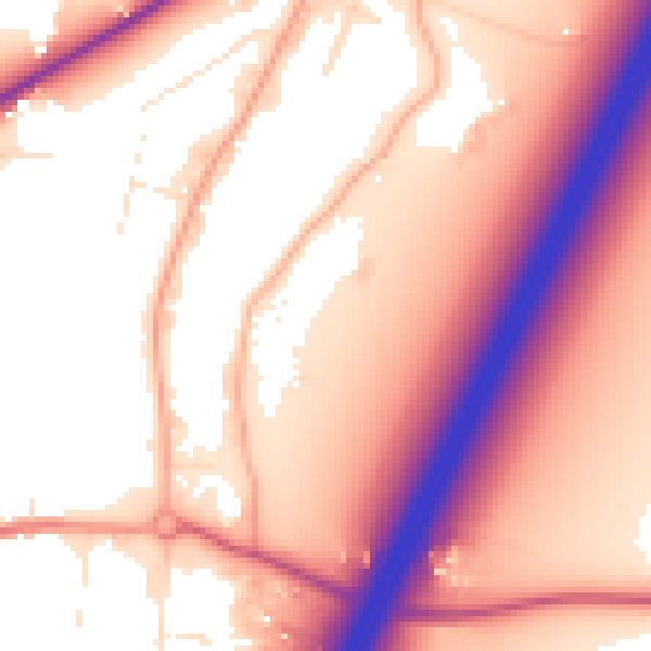 Daytime road noise heatmap for TA9 4FL