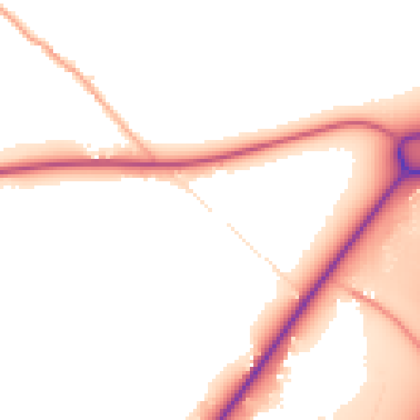 Daytime road noise heatmap for TA9 4HB