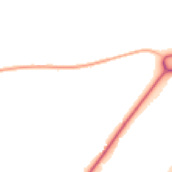 Night-time road noise heatmap for TA9 4HB