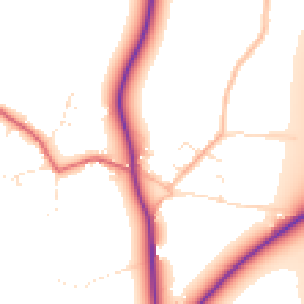 Daytime road noise heatmap for TA9 4JF