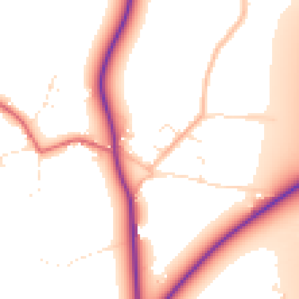 Daytime road noise heatmap for TA9 4JQ