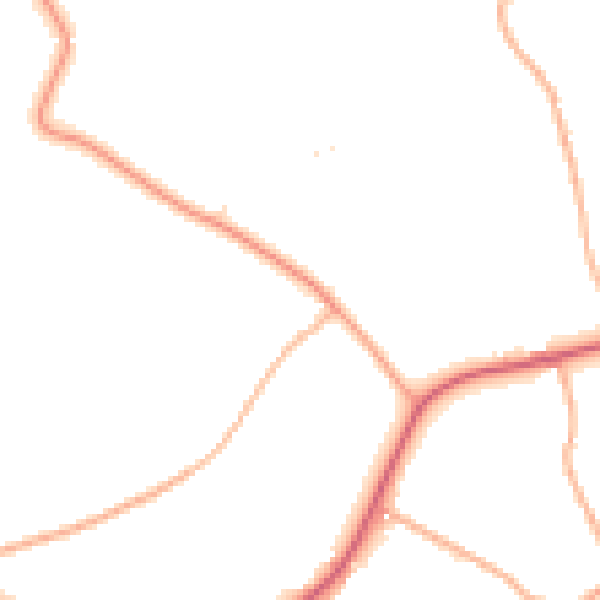 Daytime road noise heatmap for TA9 4LB