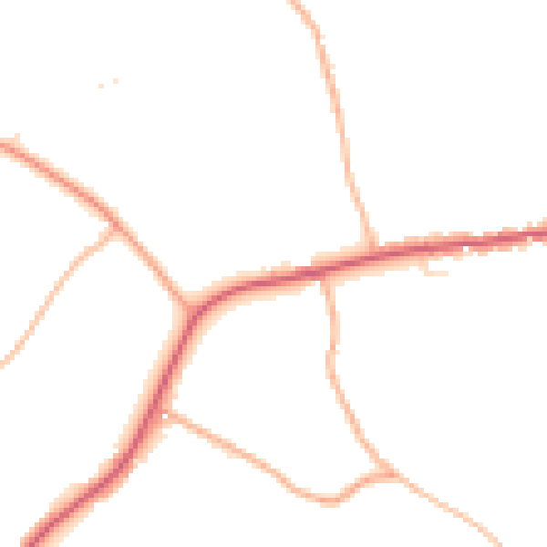 Daytime road noise heatmap for TA9 4LE