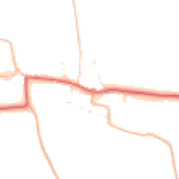 Daytime road noise heatmap for TA9 4NF