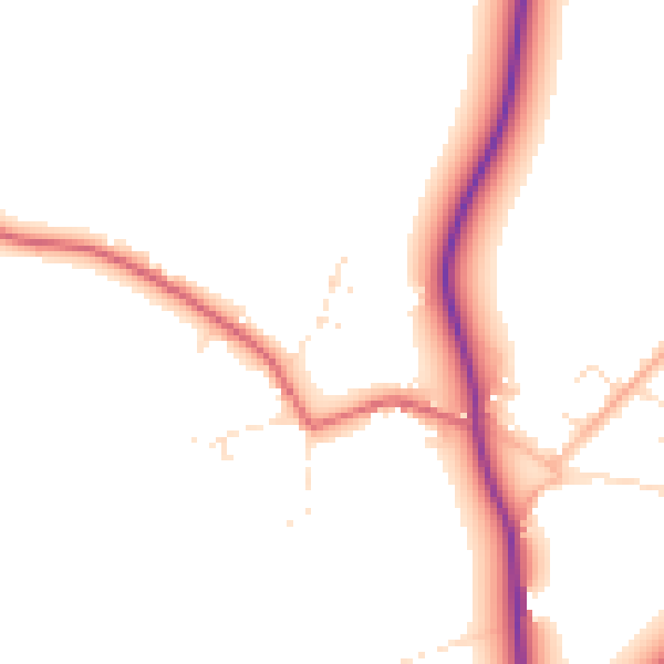 Daytime road noise heatmap for TA9 4RY