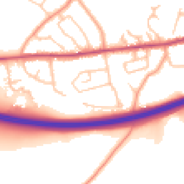 Daytime road noise heatmap for TF1 2EX