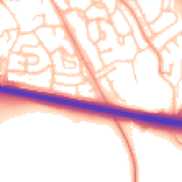 Daytime road noise heatmap for TF1 2JN
