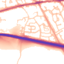 Daytime road noise heatmap for TF1 2JQ
