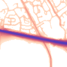 Daytime road noise heatmap for TF1 2JW